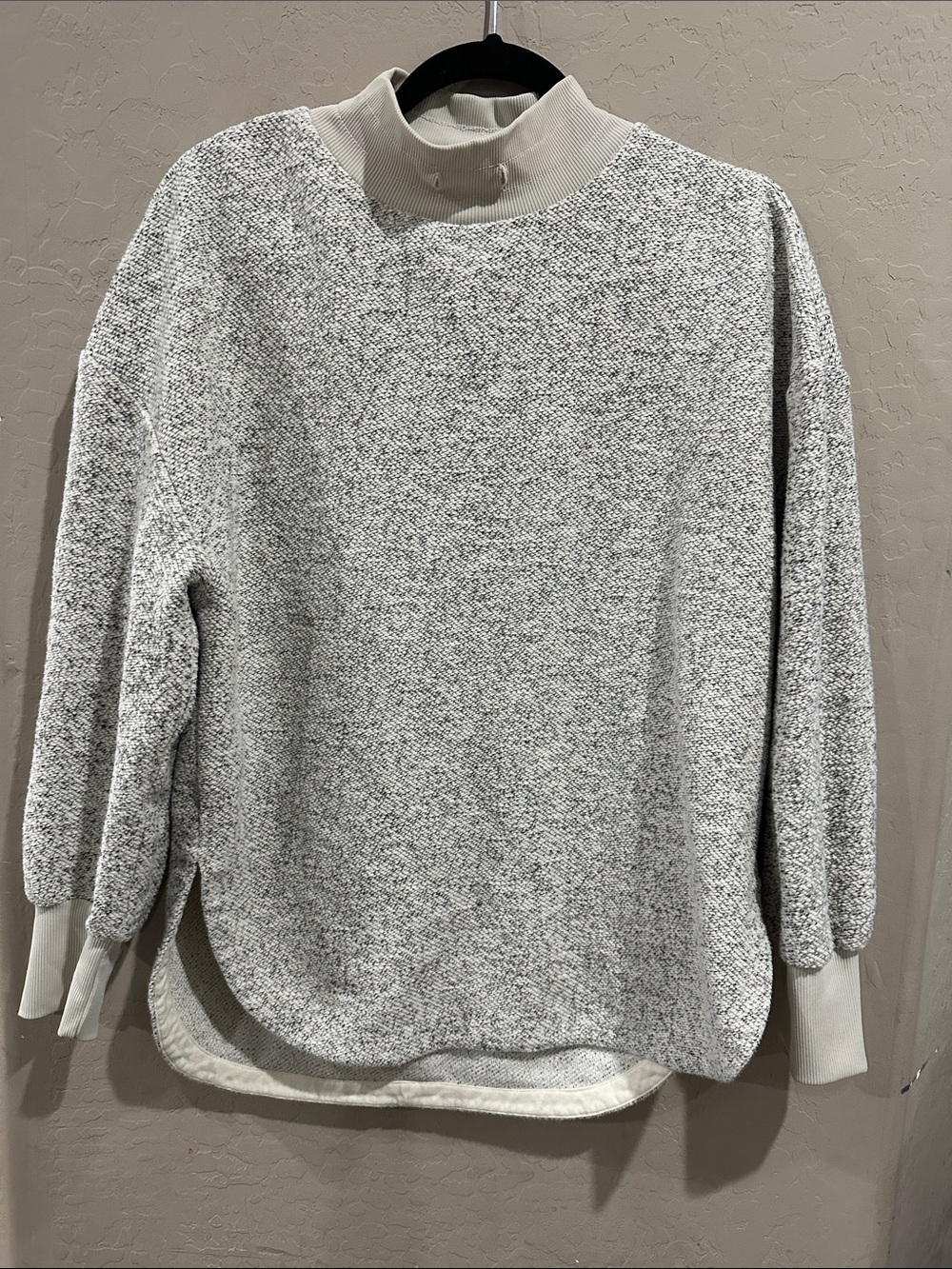 Varley Heathered Light Gray Cowl Neck Sweater